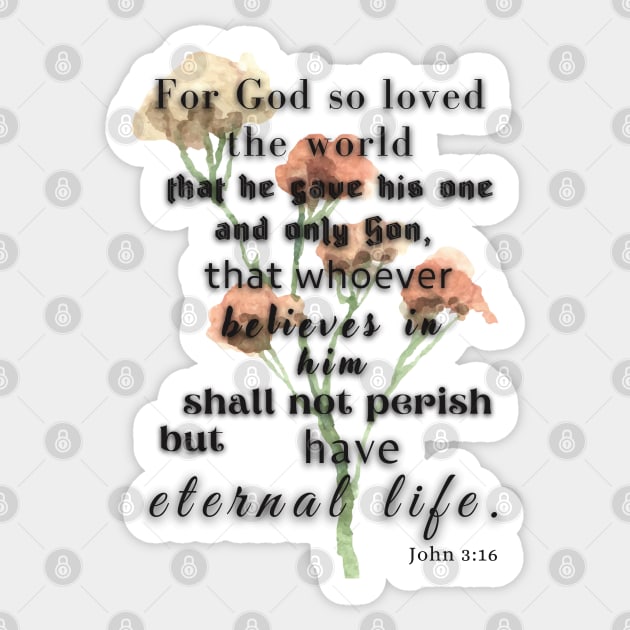 John 3:16, Famous Bible Verses. Sticker by AbstractArt14